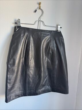 Vintage Tannery West Black Leather Mini Skirt